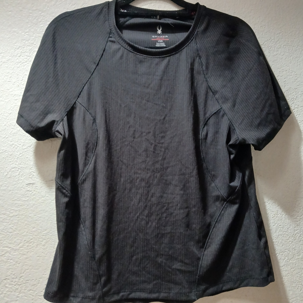 Spyder Active top size L black workout gym short sleeve running shirt